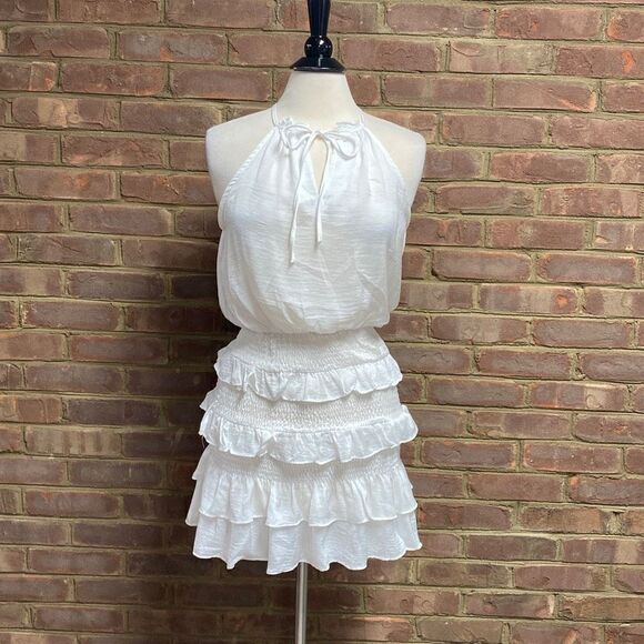 Hyfve White Sleeveless Halter Ruffle Dress Size Small NWT - Picture 2 of 7